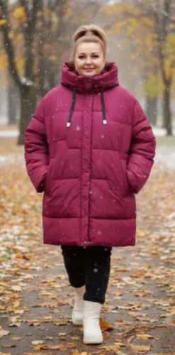 Куртка зимняя "Адель" бордо (Россия) — размеры 72, 74, 78