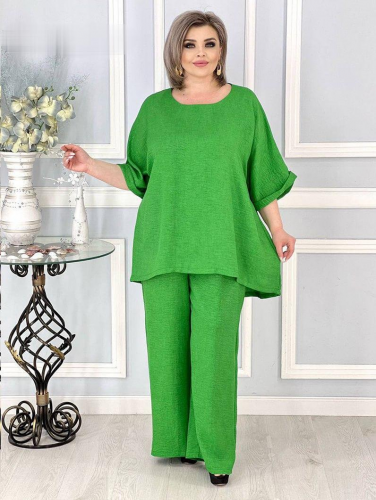 Костюм двойка"Стелла" зеленый (Киргизия, разные фабрики) — размеры 64-66, 68-70, 72-74