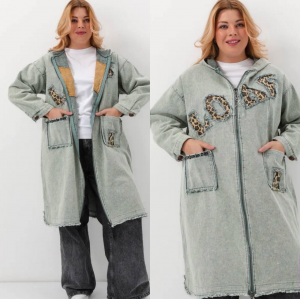 Джинсовый кардиган "LOVE" зеленый